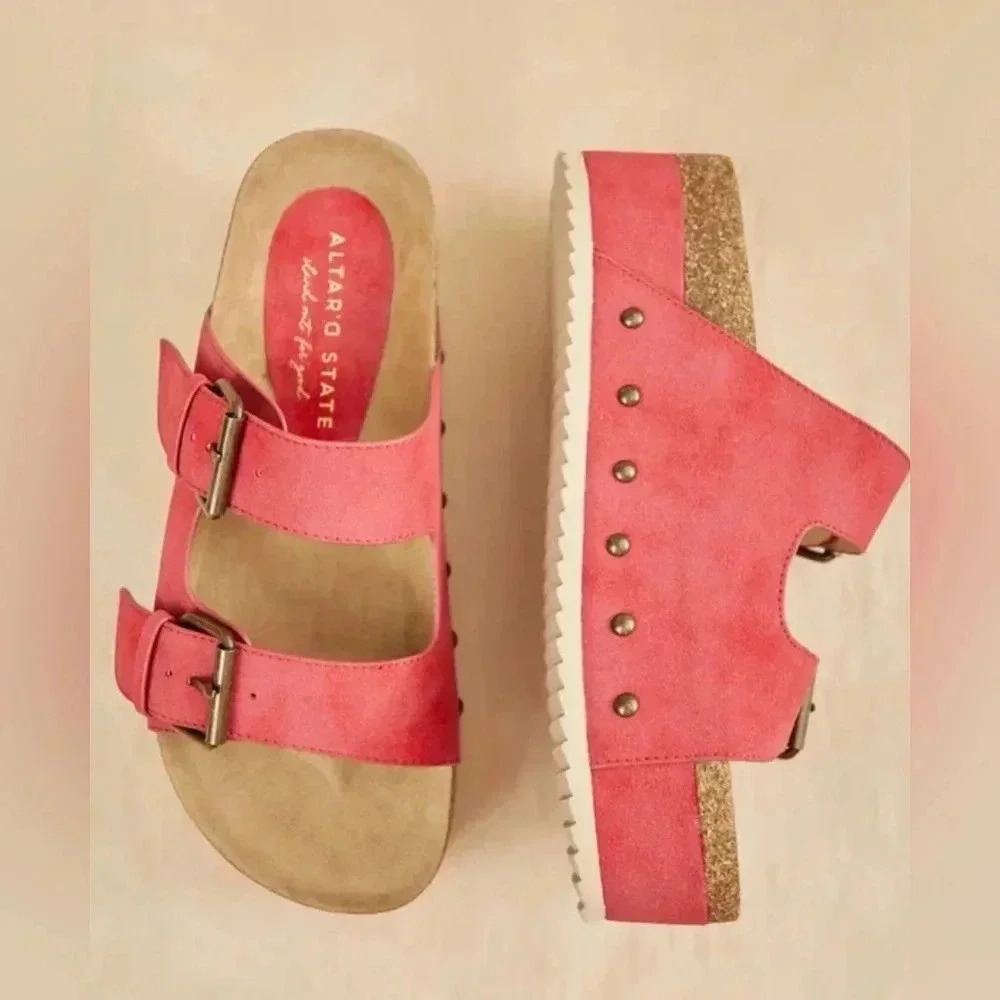 Altar'd State Red Serenna Platform Sandals New